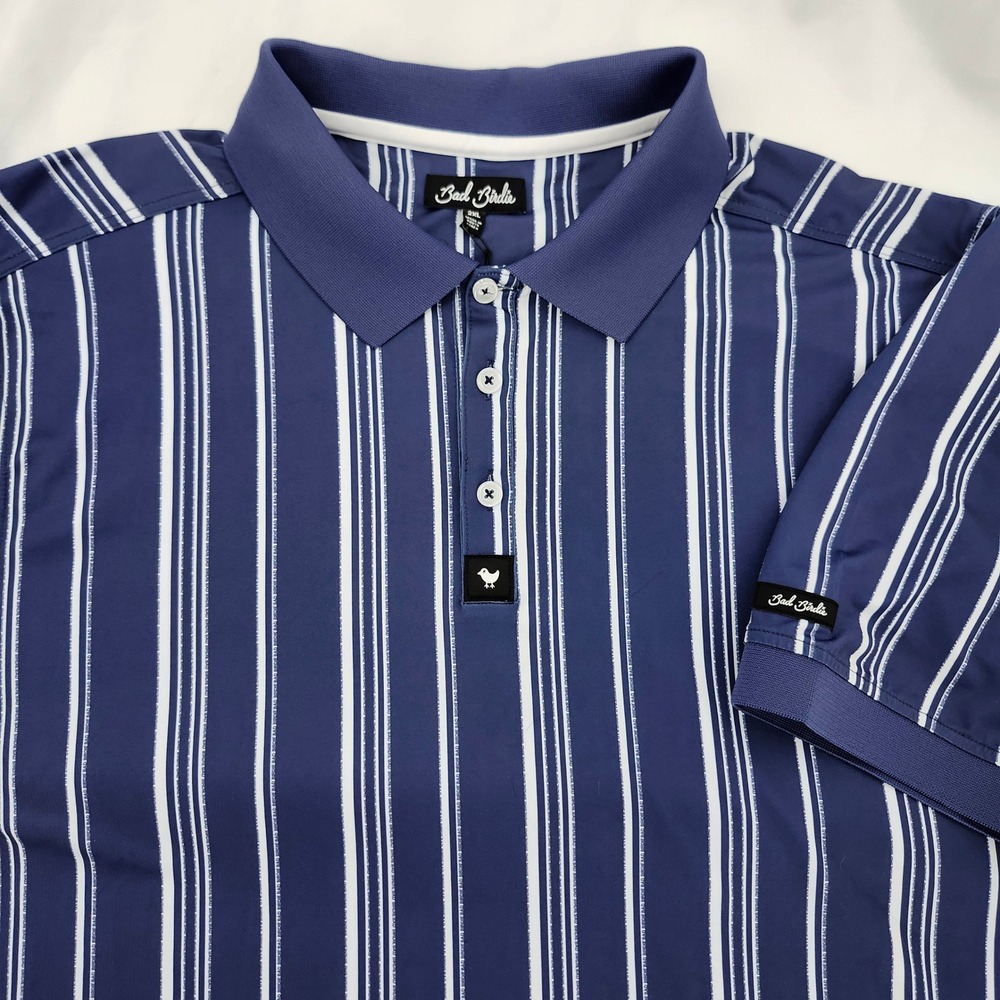 Bad Birdie NWT Ridge Golf Polo Shirt Mens 2XL Cobalt Blue Winning Streak UPF 50+